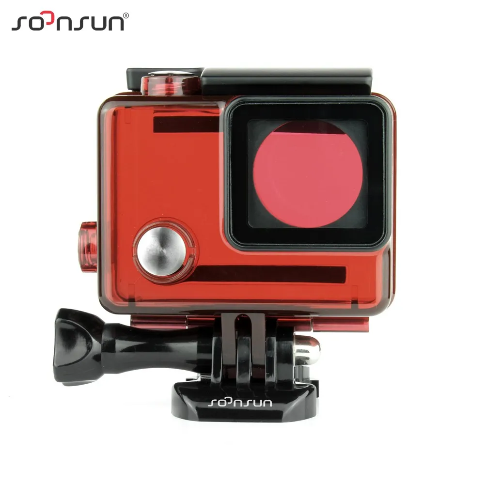 Водонепроницаемый корпус SOONSUN с крышкой для объектива GoPro Hero 3 + 4 аксессуары