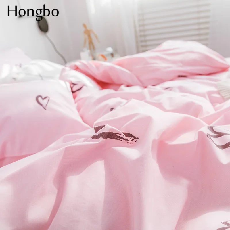 Комплект постельного белья Hongbo с рисунком розового сердца хлопковая простыня
