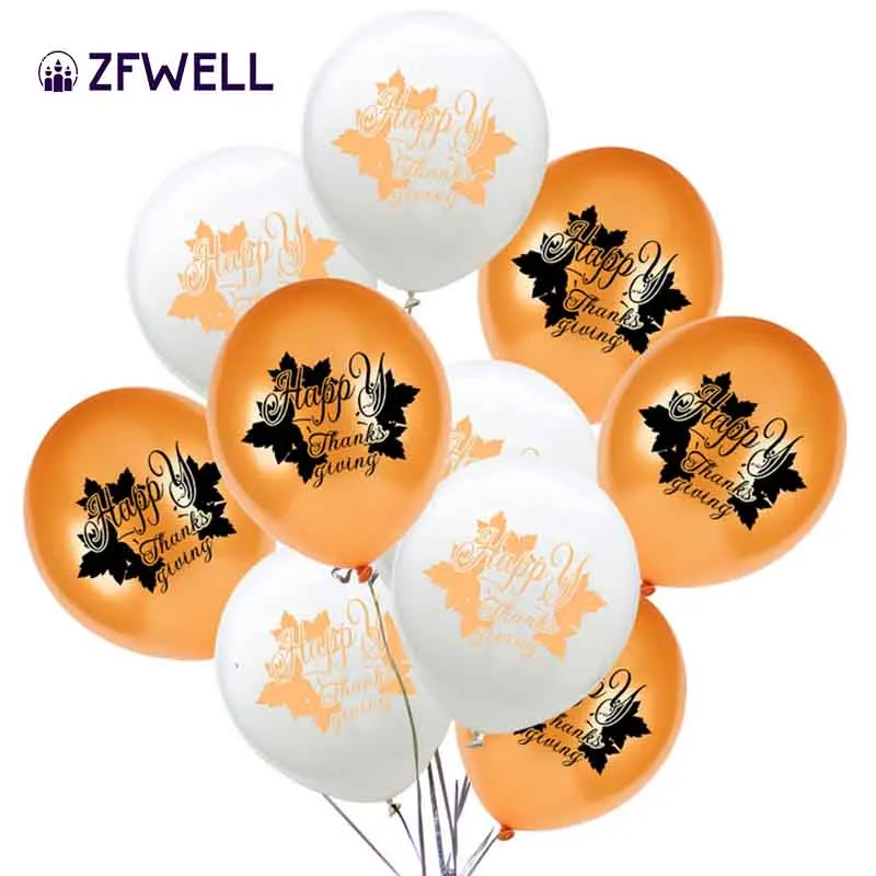 ZFWELL.10pz/Лот. День благодарения Белый Оранжевый Черный латексный круглый воздушный
