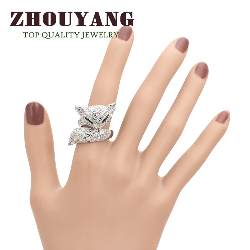 Кольцо ZHOUYANG ZYR041 из розового золота с милыми лисьими кристаллами всех размеров|ring