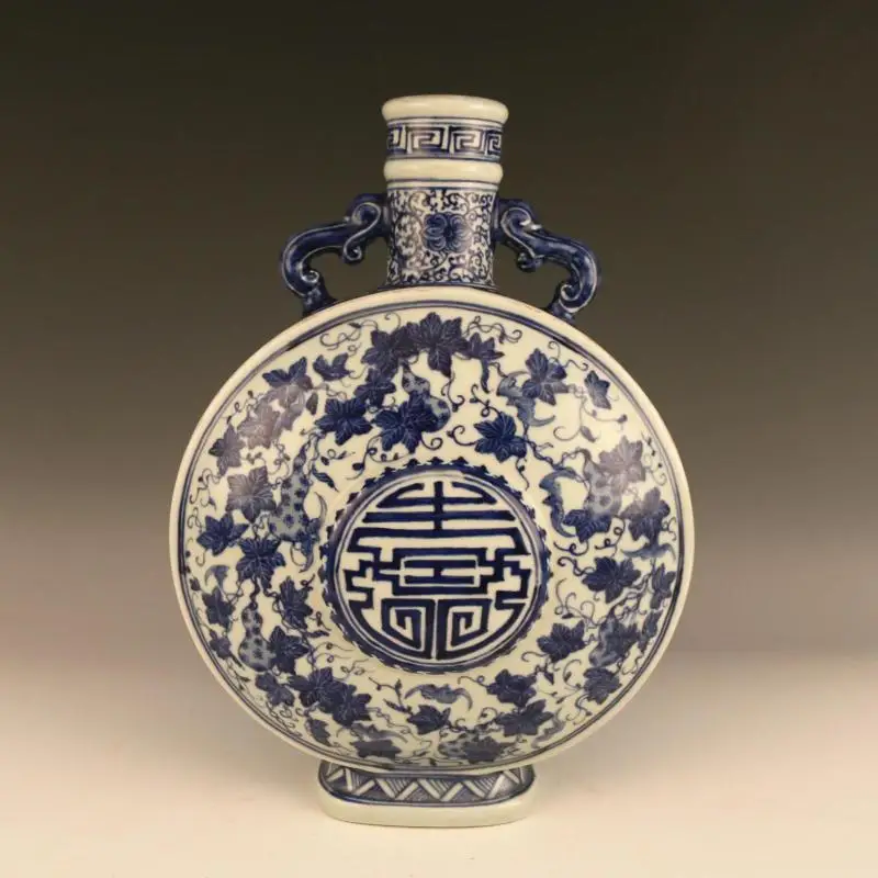 Antique QingDynasty porcelain vase,Blue gourd ribbon bottle,Hand-painted crafts,Decoration,Collection&Adornment,Free shipping