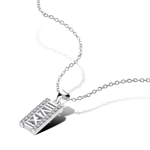 Модное серебряное ожерелье женское в сдержанном стиле кулон с римскими цифрами