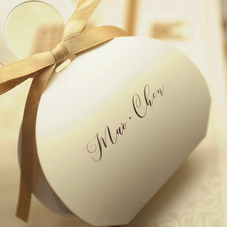 100 шт. Пользовательский логотип бежевый Baby shower favor candy box Свадебный шоколадный