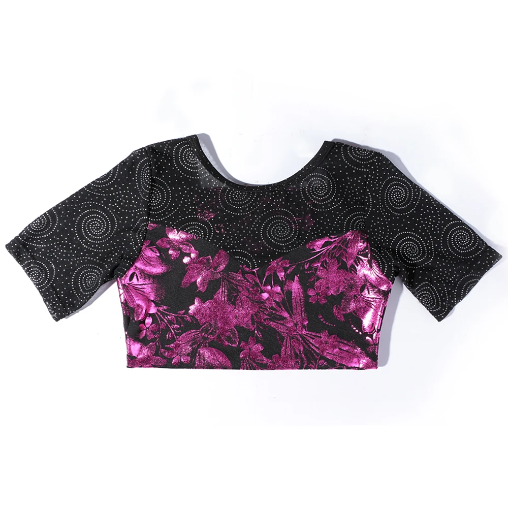 Гимнастический купальник с цветочным узором для девочек детское танцевальное