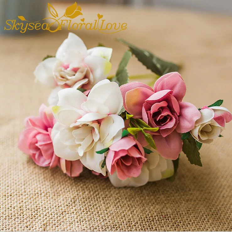 Искусственные цветы 5 веток Нарцисс лилия Шелковый букет для украшения