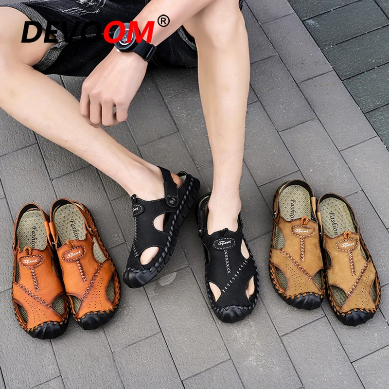Новая модная кожаная обувь Chanclas Hombre, мужские сандалии, сандалии Heren Deri, мужская обувь, летние мужские уличные сандалии, тапочки, 38-46