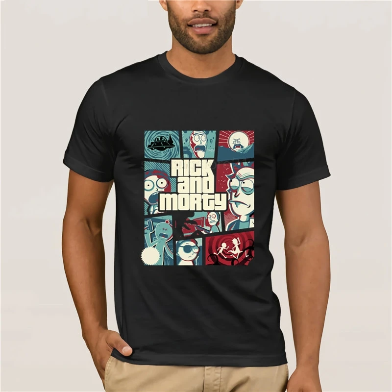 Футболка Rick and Morty GTA 5 стилей 100% хлопок большие размеры розовая футболка с