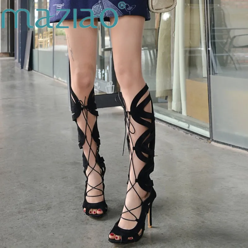 Женские босоножки-гладиаторы на шнуровке MAZIAO модные сандалии из искусственной