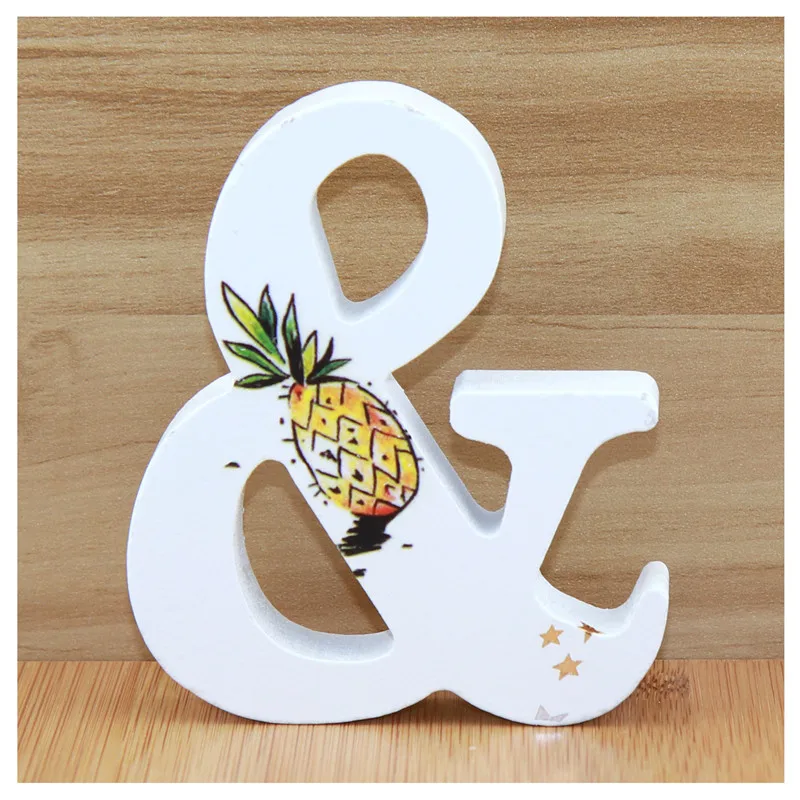 And 1 шт. 10X10 см деревянные буквы декоративные алфавит ручной работы слова деревянные буквы имя дизайн искусство ремесла ананас Свадебный дом DIY - Цвет: And