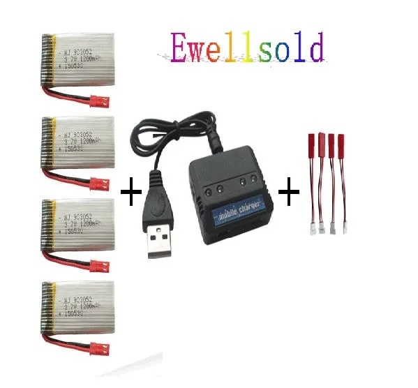 

Ewellsold HQ898B H11D H11C RC Quadcopter parts 3.7V 1200mah Li-polymer battery*4pcs+4 in1 charger box 5pcs/lot