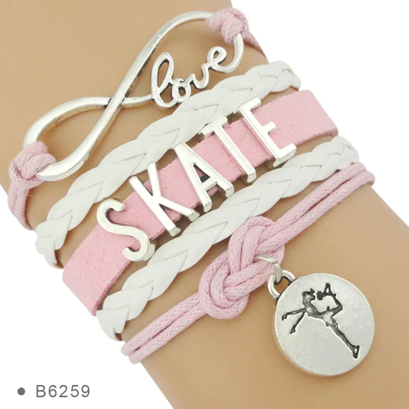 B6259 Высокое качество Live Your Dream Infinity Love to Skate Фигурное катание обувь дружба подарки браслеты для женщин - Окраска металла: B6259