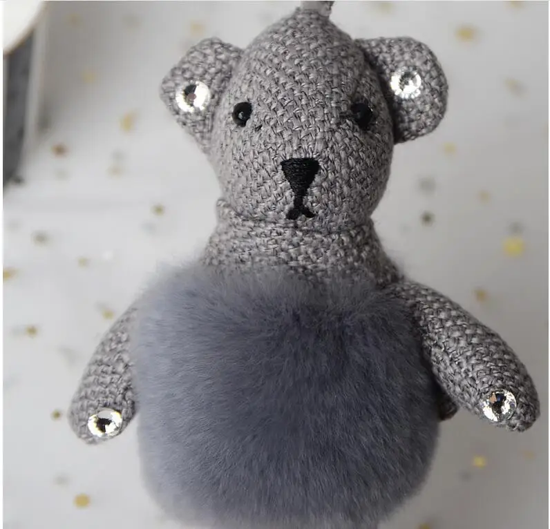 Кролик ткань медведь помпон diy Брелоки для ключей подвески на сумку ювелирные