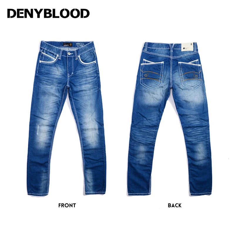Мужские рваные джинсы с эффектом потертости Модные Винтажные повседневные брюки