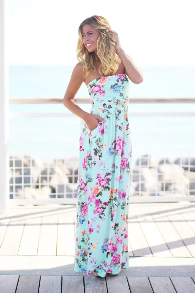 Женское длинное платье без рукавов Boho винтажное пляжное с цветочным принтом на