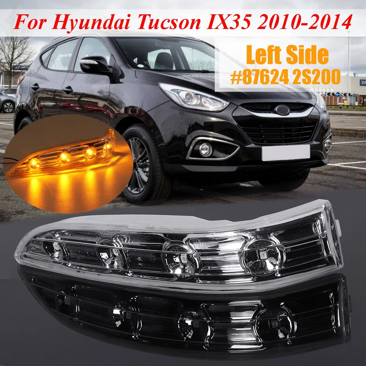 Подлинное зеркало заднего вида поворотник лампа светильник для hyundai Tucson IX35 2010 2011 2012 2013 87624 2S200/876142S200 пара - Испускаемый цвет: LEFT SIDE