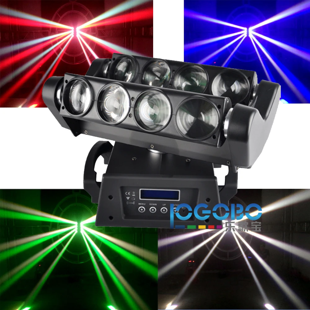 baratas China Mercado De Eletrônicos De 8x10 W Aranha Feixe MovingHead LEVOU Palco Do Teatro De Som Ativa DMX512 Profissional Strobe Partido Mostrar Lâmpada