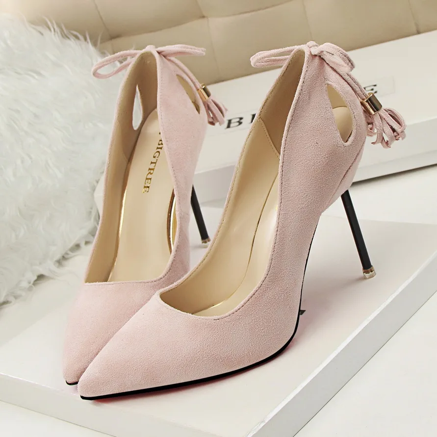 Мода тенденция 2016 женщин на высоких каблуках кисточкой насос дамы в шотландские