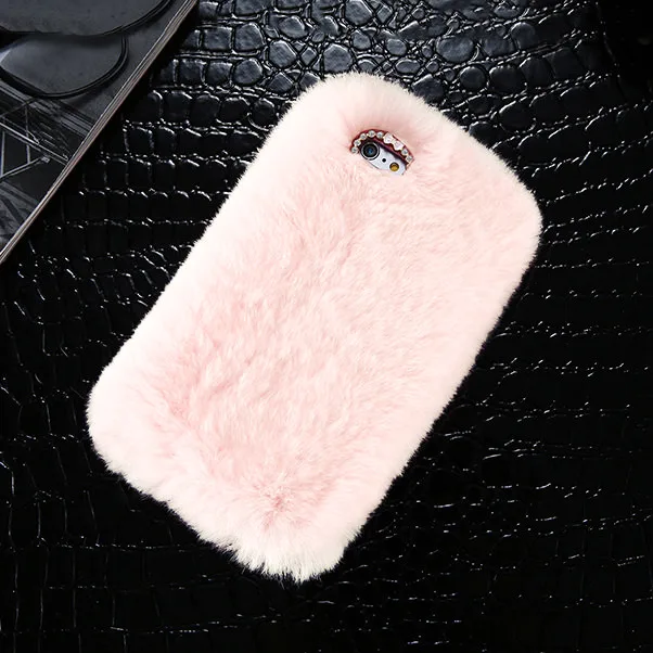 L-FADNUT милый меховой пушистый чехол для телефона для iPhone X, Xr, Xs, 11 Pro, Max, 5, 5S, SE, роскошная Алмазная задняя крышка для 6 S, 6, 7, 8 Plus, чехол для девочки