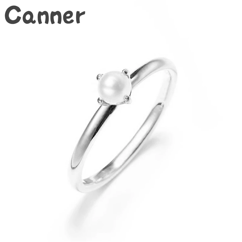 white gold Canner Dainty кольца с искусственным жемчугом золотые тонкие кольца для женщин женские Свадебные обручальные кольца ювелирные изделия из бисера Anillos A40 - Цвет основного камня: white gold