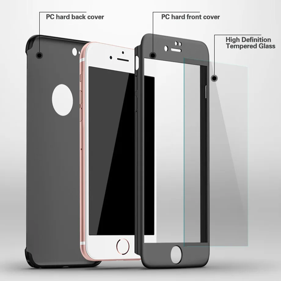 YOYIC 360 градусов полный Чехол для iphone 6 6s 7 8 Plus X 5 чехол для Apple iphone 8 7 6 Plus 5 5S SE защитный чехол+ стекло