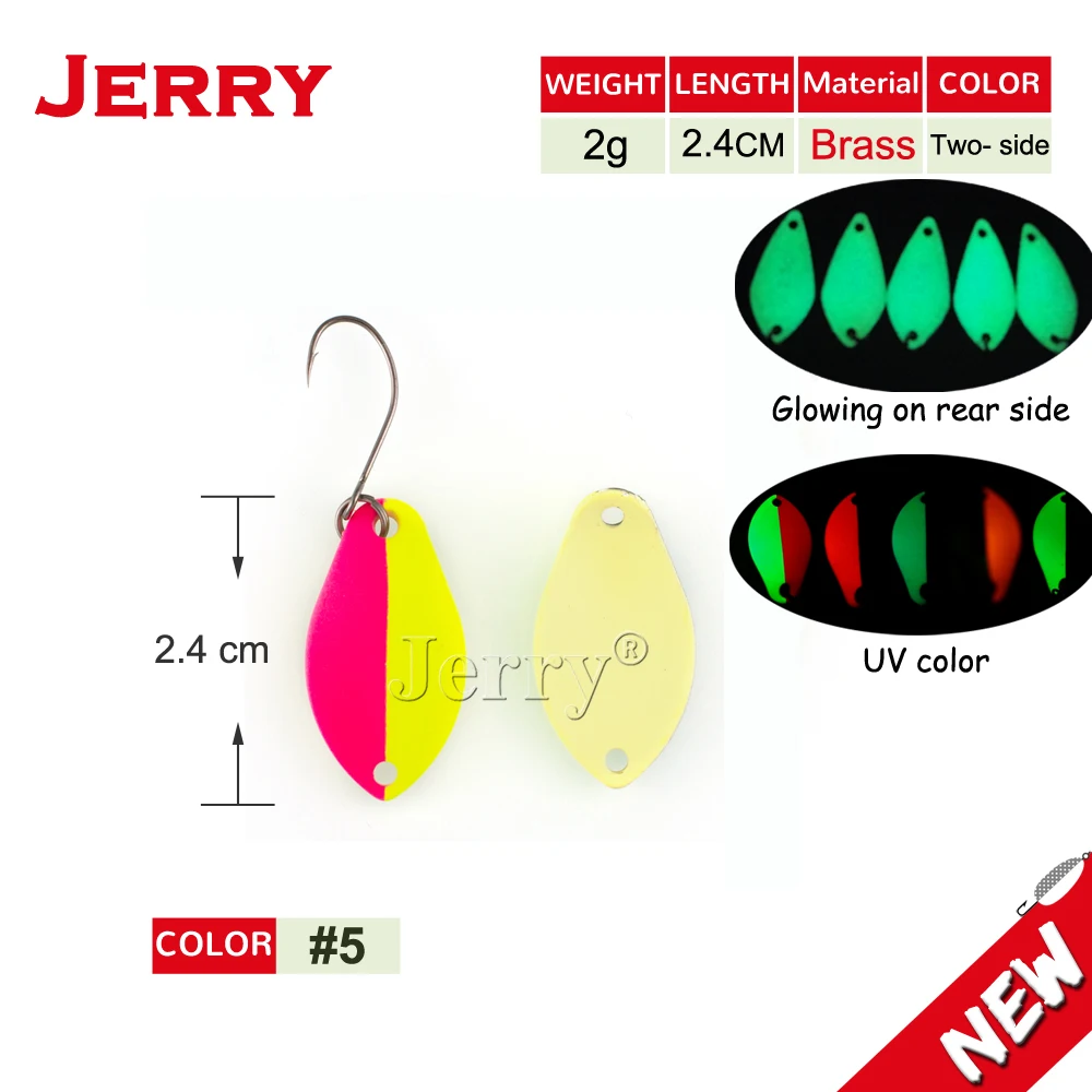 Pink yellow Jerry 2 г рыболовные ложки светящиеся области и озеро форель ложки латунные цветы УФ Цвета Спиннинг рыболовные приманки жесткая приманка шоры pesca - Цвет: Pink yellow