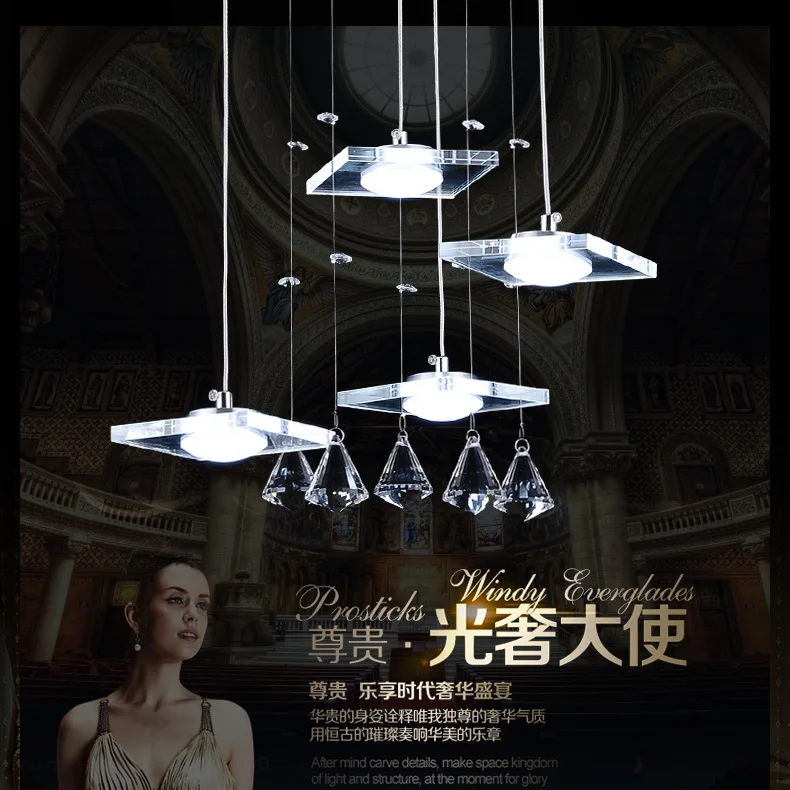 Классическая и лаконичная стеклянная железная хрустальная лампа модный