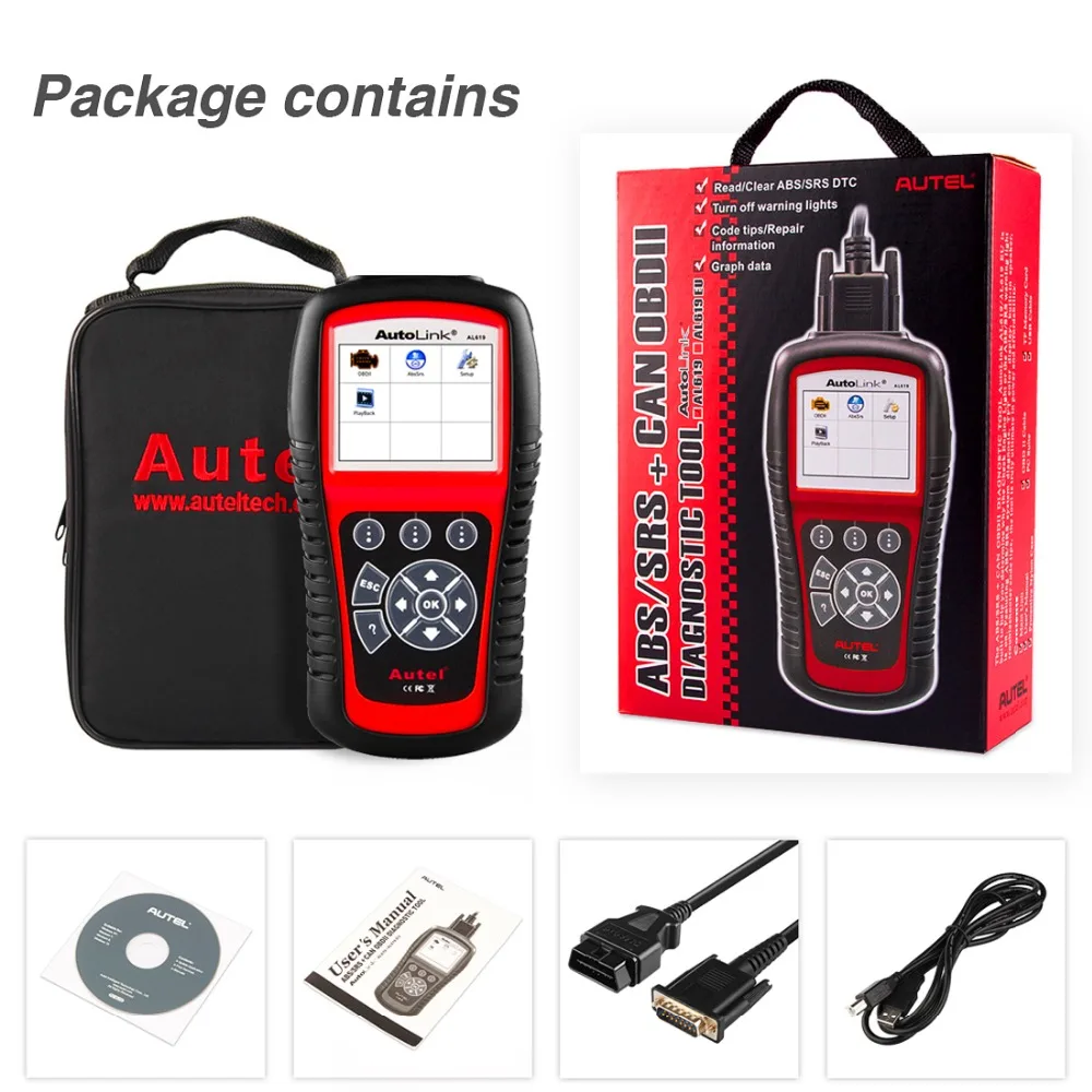 Autel Autolink AL619 OBD2 сканер автомобильный диагностический инструмент считыватель