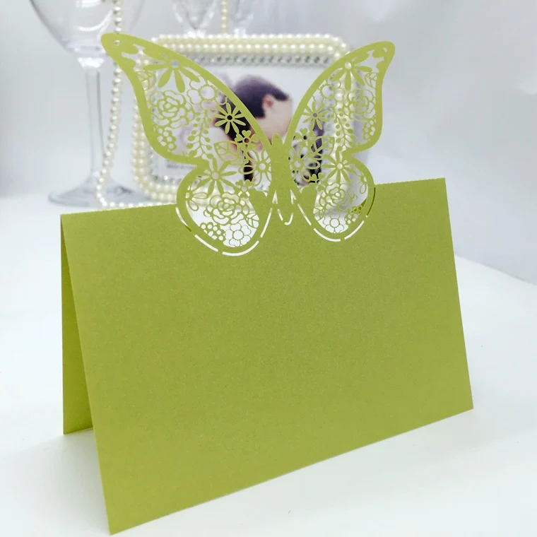 50 шт. лазерная резка Любовь бабочка цветок настольная карточка с именем и местом