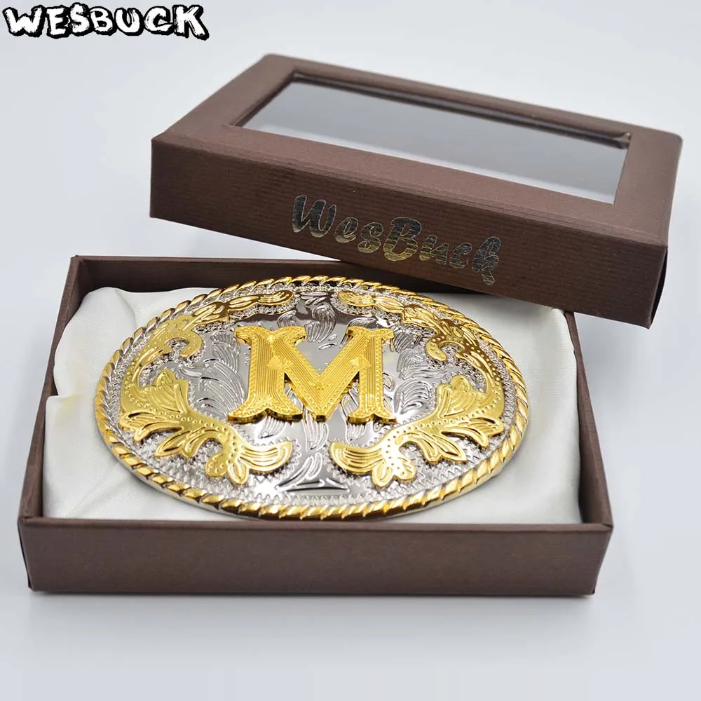 5 шт. MOQ WesBuck брендовая овальная 3D кружевная Золотая M Начальная буква ковбойская