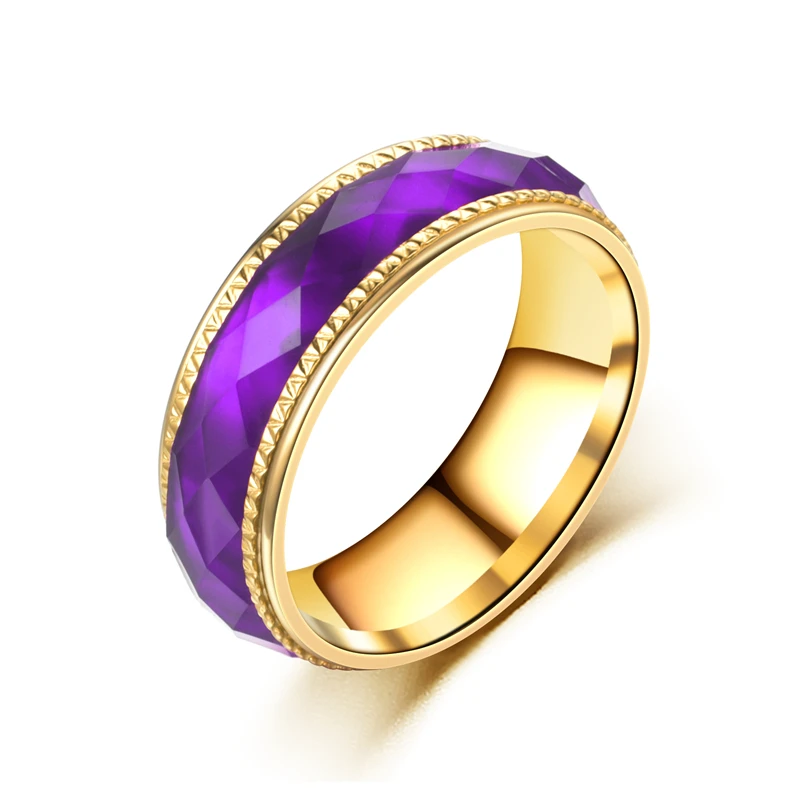 Fashion couple ring men and women models gold wedding prismatic stainless steel jewelry 8mm | Украшения и аксессуары