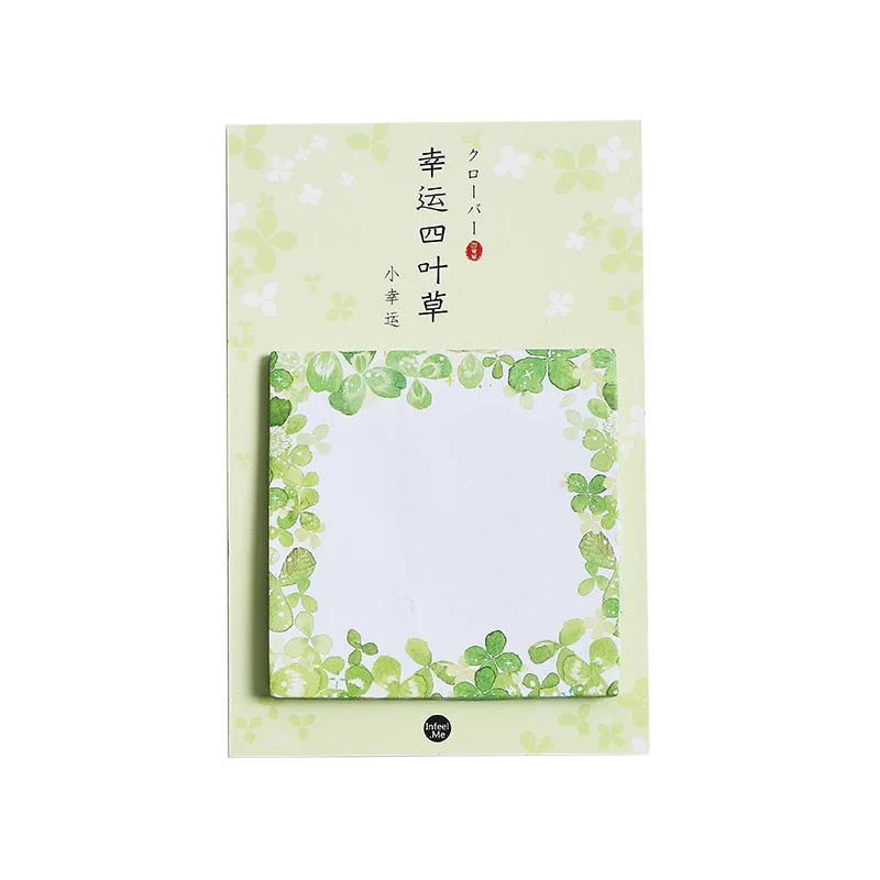 

30sheets/piece Green Four-leaf Clover Memo Pad N Times Sticky Notes Memo Notepad Scrapbooking Stickers 1piece