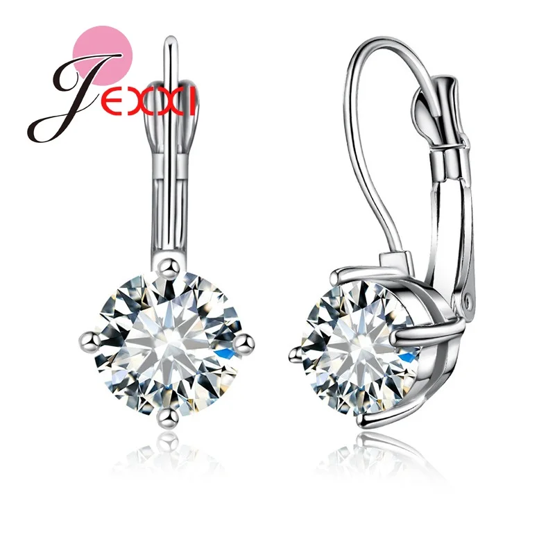 

Top Quality Stainless 925 Sterling Silver Woman Drop Earrings Anti-Allergic Ear Jewelry Clear Crystal Jewelry Accressory