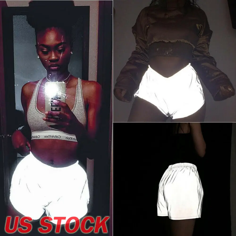 Женские Светоотражающие шорты US спортивные для ночного бега пляжные летние