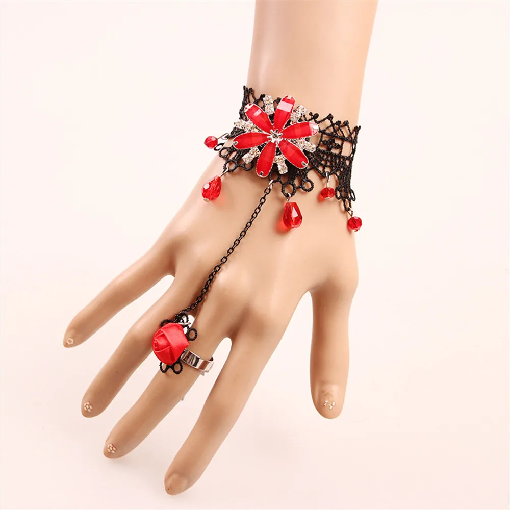 Лидер продаж 1 шт. черные кружевные браслеты в стиле стимпанк вампира винтажный