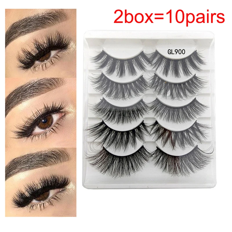 2box 10pairs 10 коробок = 50 пар натуральные накладные Искусственные ресницы длинный макияж 3d накладные ресницы из норки ресницы норки для женщин наивысшего качества - Цвет: 2box 10pairs