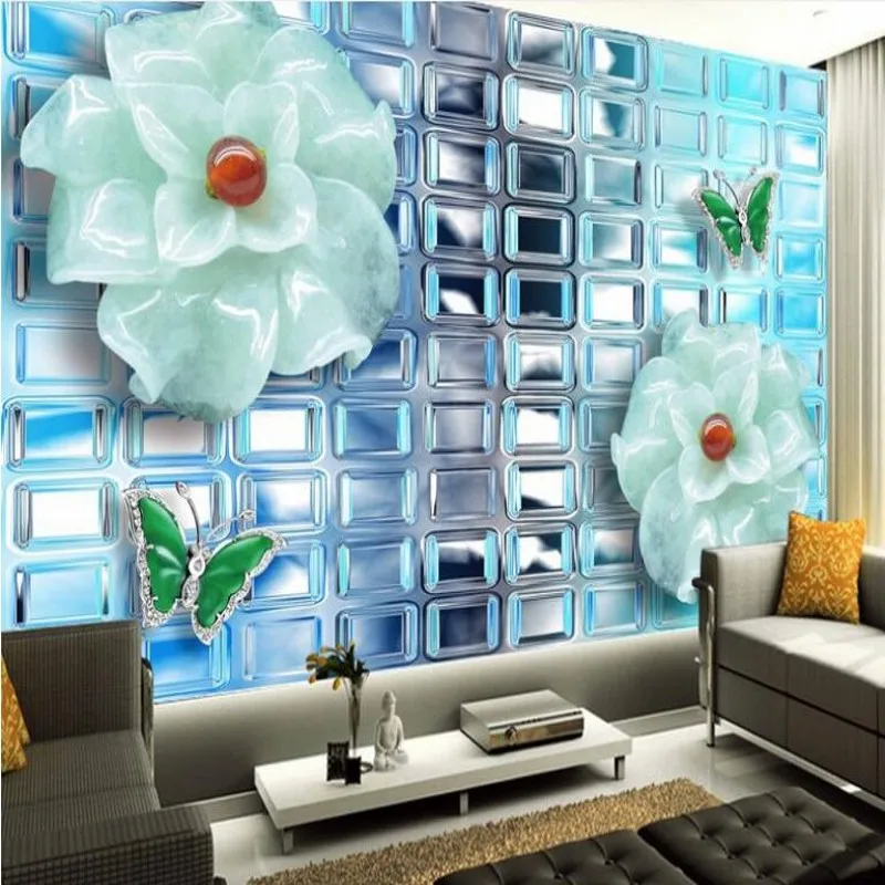 wellyu Customized large fresco glass texture of jade carving TV backdrop non-woven wallpaper papel de parede para quarto | Обустройство