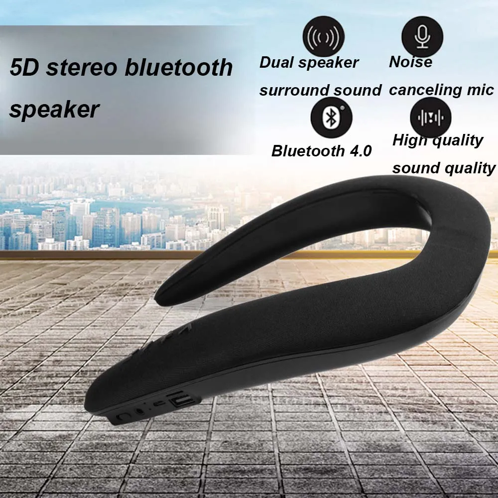 Стереоколонка JINSERTA 5D беспроводная bluetooth колонка водонепроницаемая для ношения с