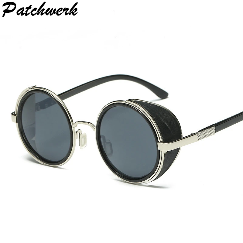 Мужские и женские круглые солнцезащитные очки в стиле стимпанк винтажные