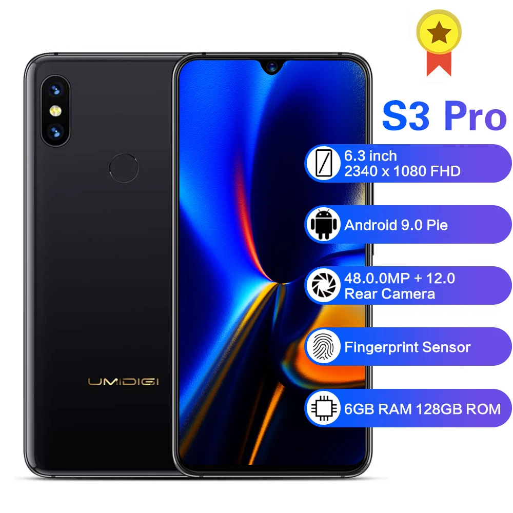 Оригинальный смартфон UMIDIGI S3 Pro 4G 6 3 дюймов Android 9 0 2 1 ГГц ГБ ОЗУ 128 Гб ПЗУ 20 МП