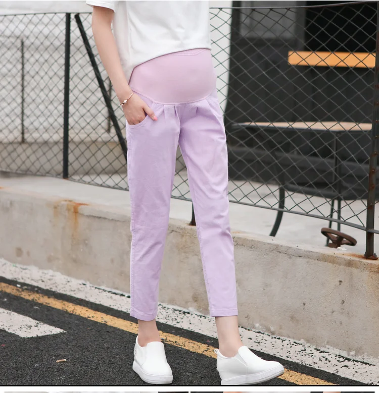 Брюки для беременных женщин Весна и осень тонкая одежда хлопок лен брюки живота