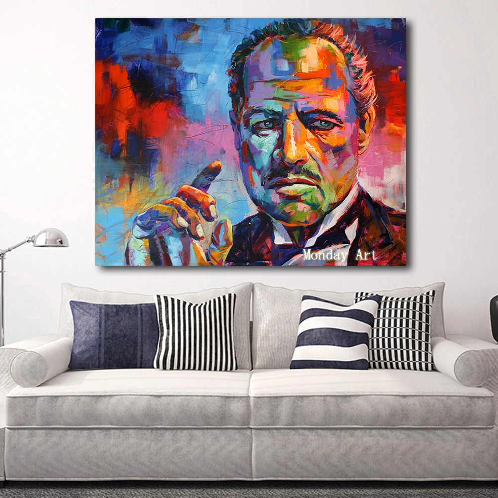 Большая Ручная роспись картина маслом красочный Крестный отец Современная