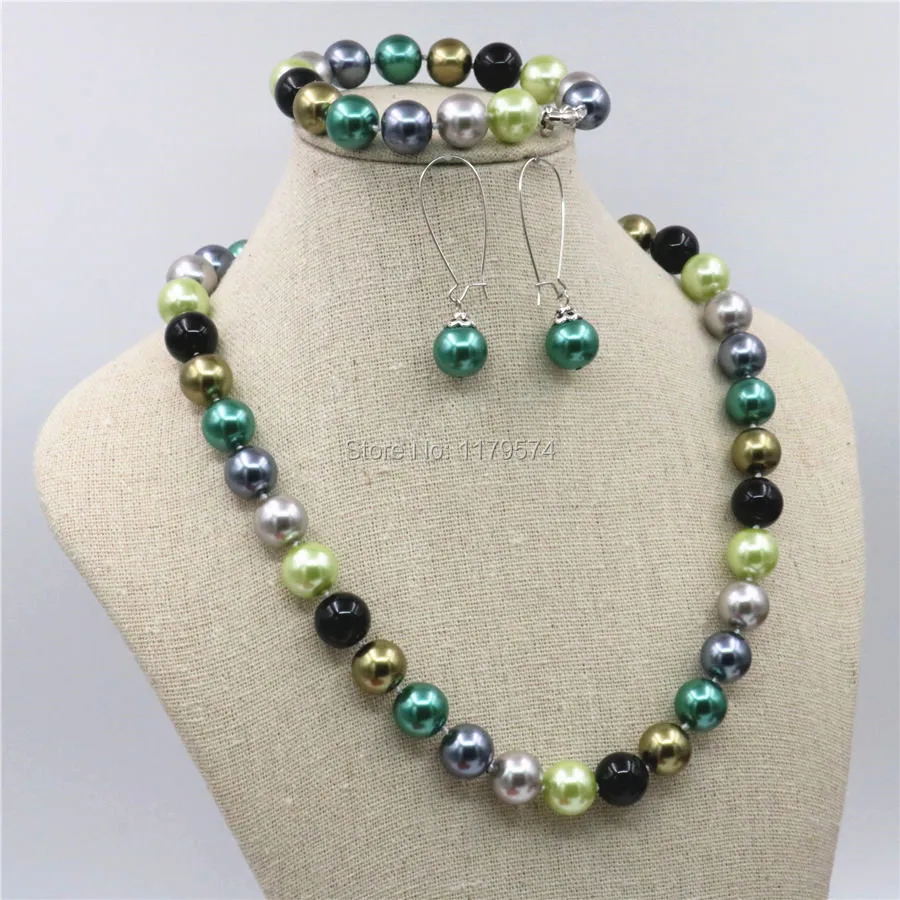 12 мм натуральные разноцветные ракушки Круглые бусины ожерелье цепочка браслет
