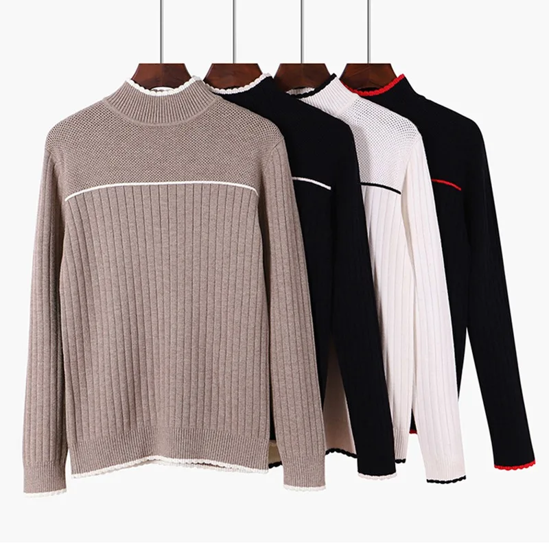 GIGOGOU Women Pullover and Sweater Autumn Winter Ribbed Knitted Sweaters Top Striped Warm Thick Female Jumper for Christmas Pull | Женская