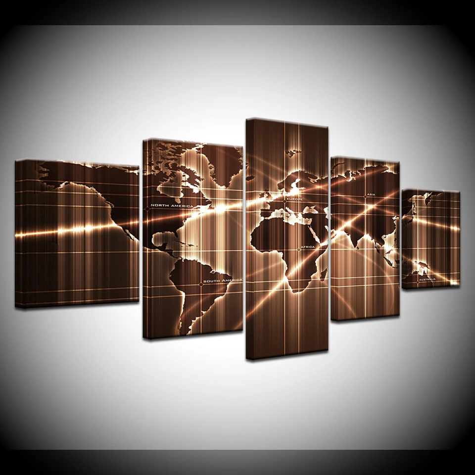 

5 Pieces Large Canvas Painting Abstract world map Wall Pictures for Living Room Print Paintings Home Decor Canvas Artwork