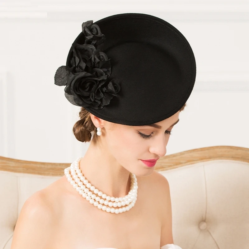 Lady Fedoras Hat взрослых британской моды шерсть шляпа девушки составляют платье шляпа Женская Праздничная обувь шляпа Для женщин церкви Кепки