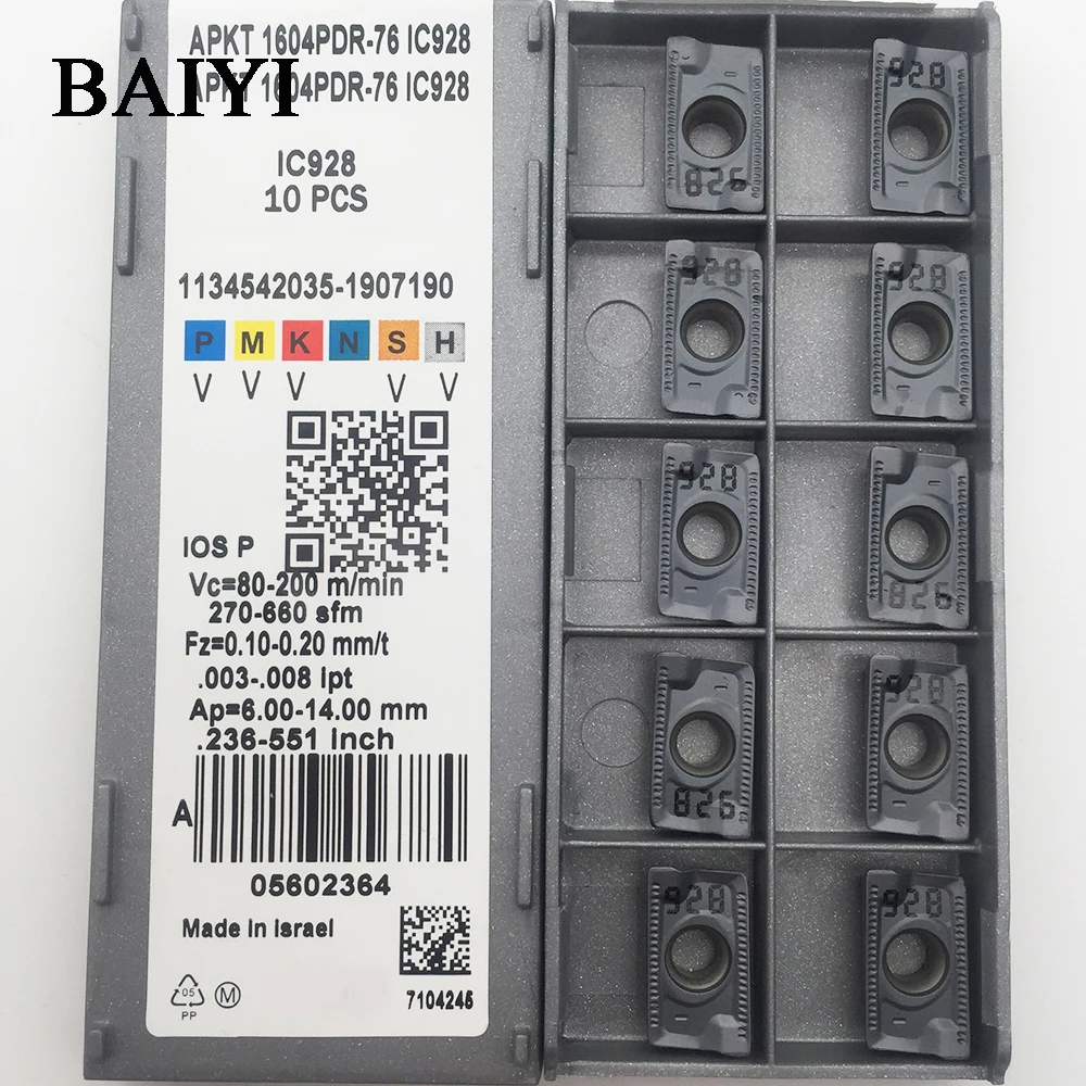 

10pcs APKT1604PDR-76 IC928 Carbide blade APMT1604 PDER for Steel, stainless steel, insert of Iscar