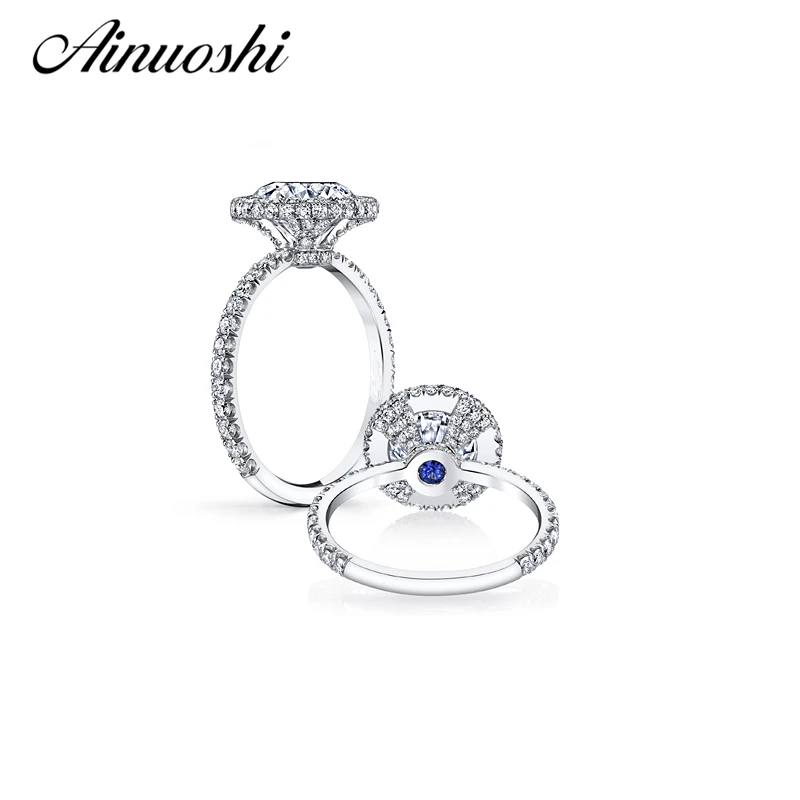 AINOUSHI 2017 потрясающее кольцо с зубеком 4ct сердечками и стрелами разрезом Sona Halo