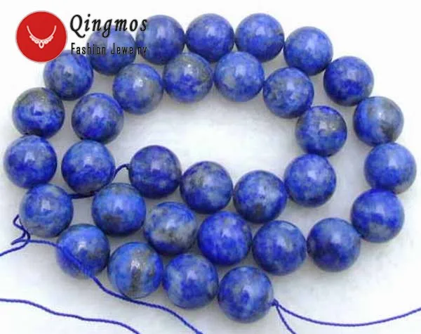 

Qingmos Blue Natural 10mm Round Lapis Lazuli Gem Stone Beads for Jewelry Making Necklace Bracelet Earring Loose Strand 15" l630