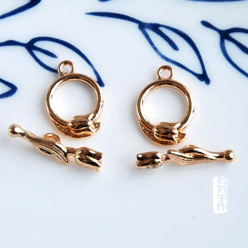 Оптовая продажа золотистые крючки 5 шт./лот 14 к золотистого цвета застежка