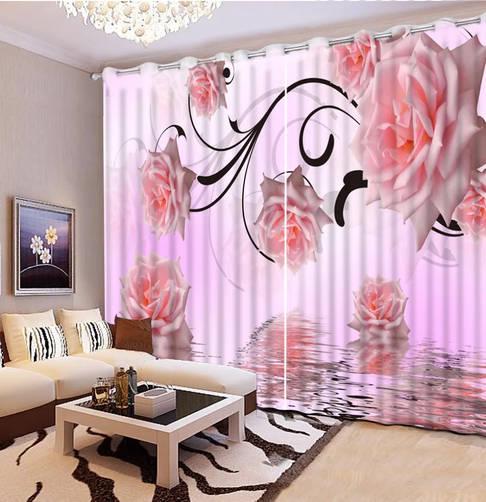 Современные новые 3D оконные шторы для гостиной фото цветка спальни роза